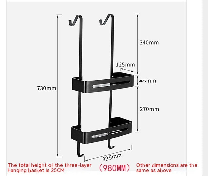 Bathroom Storage Organizer Alumimum Hanging