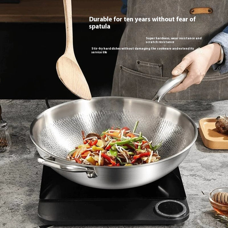 Titanium Alloy Household Flat Bottom Wok