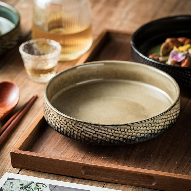 Japanese Ceramic Round Deep Plates Dinner Plate