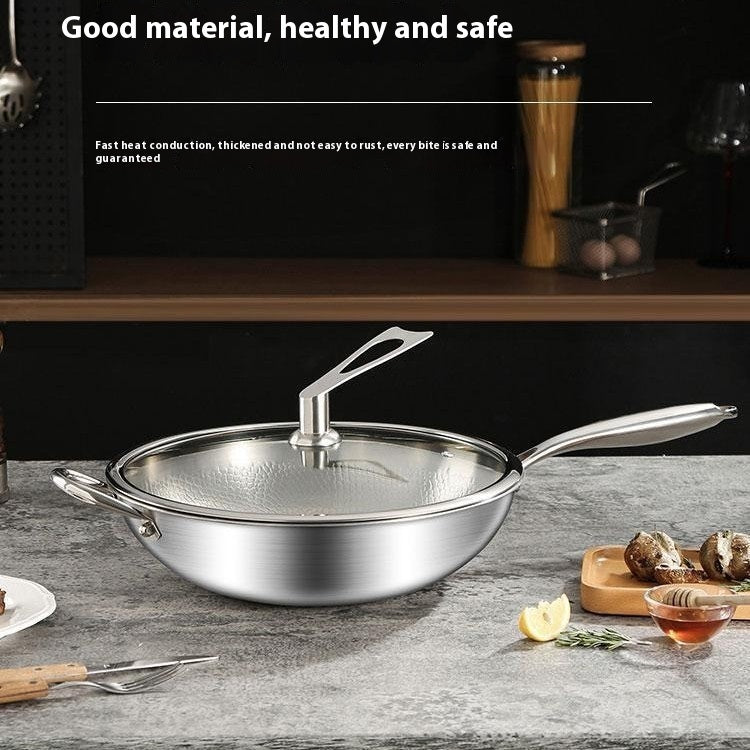 Titanium Alloy Household Flat Bottom Wok