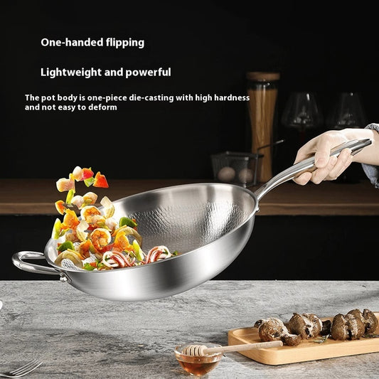 Titanium Alloy Household Flat Bottom Wok